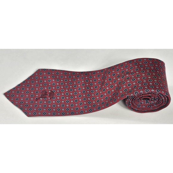 Vintage Woolf Brothers Countess Mara Tie Geometric Logo Red Black Blue Irregular - Picture 6 of 8